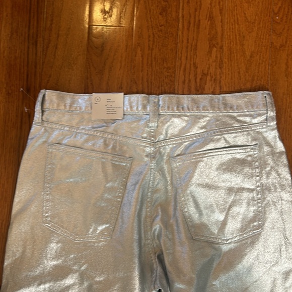 NWT UNIVERSAL THREAD WOMEN MID RISE 90s BAGGY METALLIC SILVER JEANS SIZE 8R - Picture 9 of 10